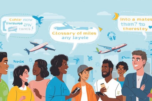 Lista ilustrada de termos de milhas aéreas e pontos de cartão explicados de forma simples.